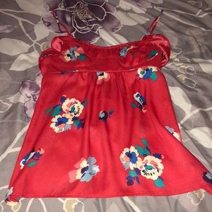 Red floral tank